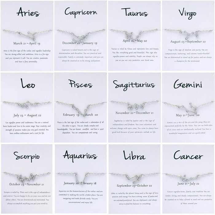 Twelve Constellations Bracelet Rhinestone Card Bracelet