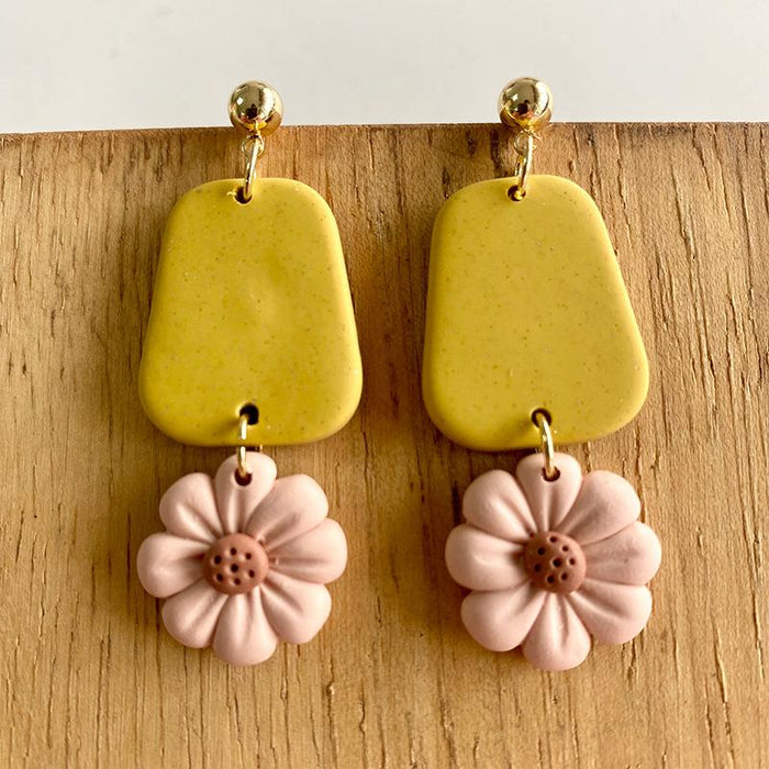 Handmade Flower Shaped Polymer Clay Earrings