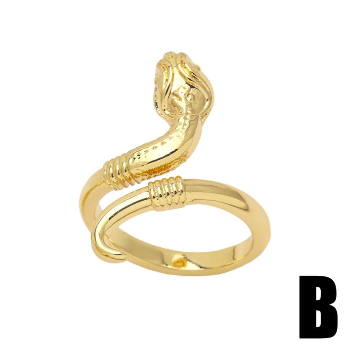 Vintage Snake Ring with Diamond Inlay