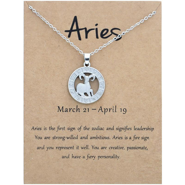 Zodiac 3D Image Pendant Card Clavicle Chain