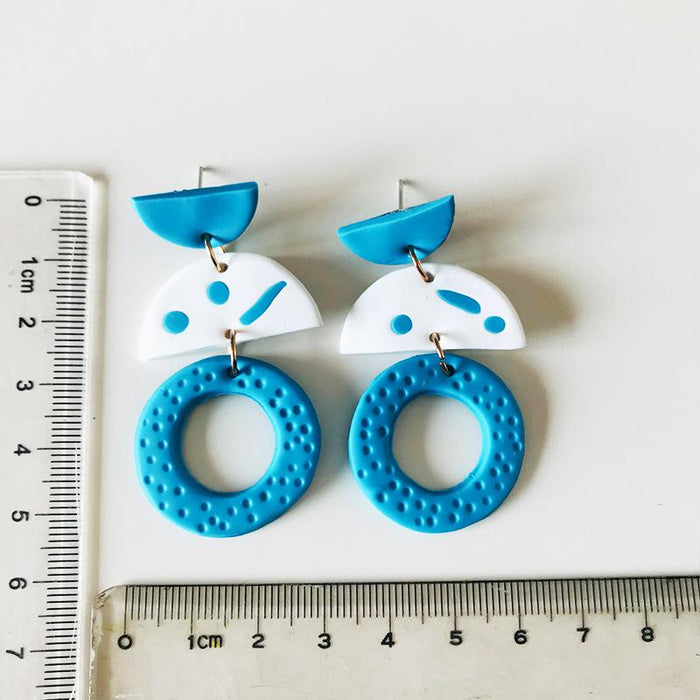 Original Painted Spot Handmade Clay Soft Pottery Earrings