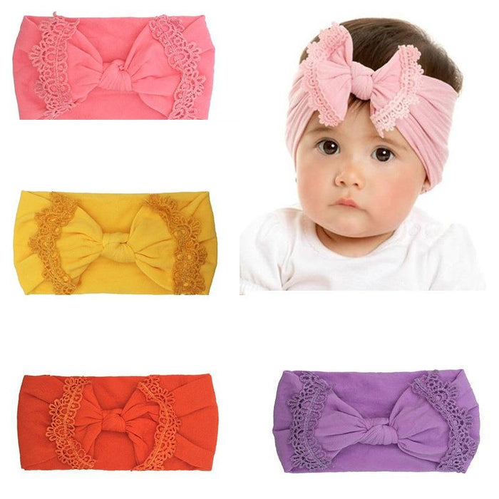Nylon Children's Hair Band Soft Silk Stockings Baby Headband Lace Bow Hair Ornament