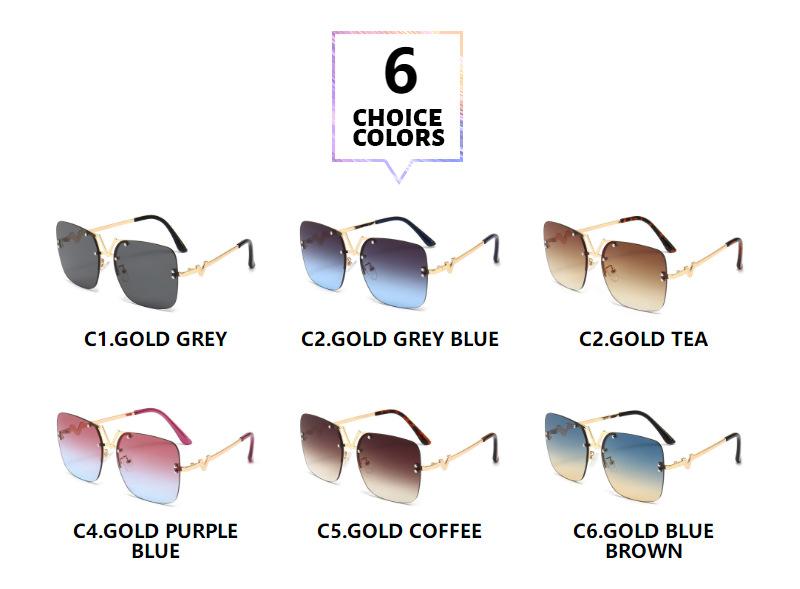 Metal square color large frame sunglasses