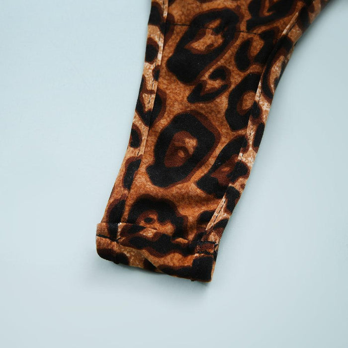 Women's Leopard Print Backless Lingerie Sexy Halter Bodysuit