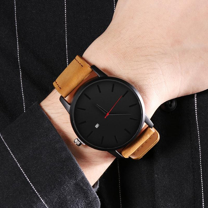 Simple Men Quartz Watch Sport Wristwatch Leather Strap