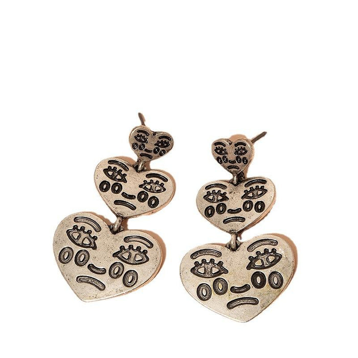 New Fashion Creative Sad Retro Crying Face Love Earrings