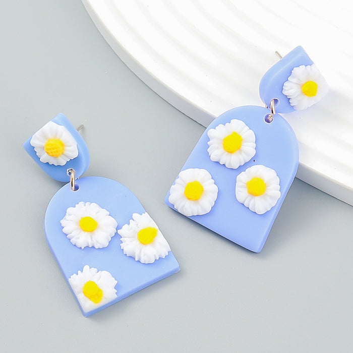Trendy Simple Geometric Resin Daisy Earrings