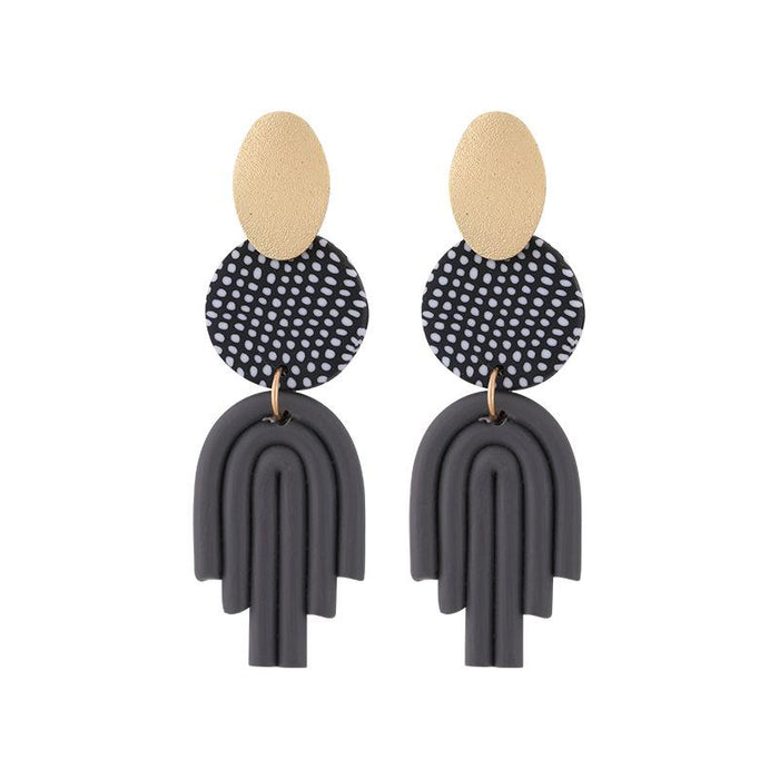 Exaggerated Personality Spotted Soft Pottery Earrings