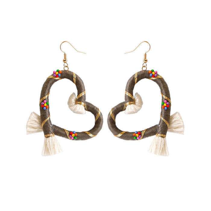 Hand Woven Earrings 2022 New Vintage Peach Heart Earrings