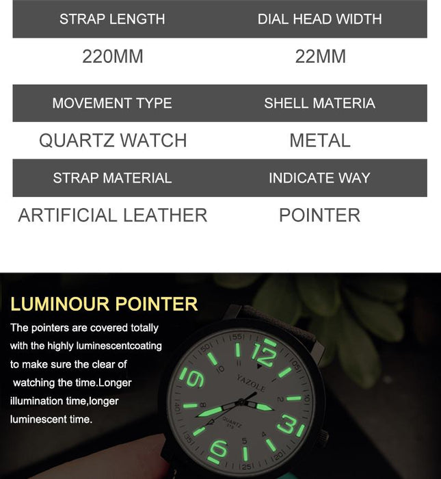 Luminous Watch Men Yazole Brand Luxury Fashion Sports Watches