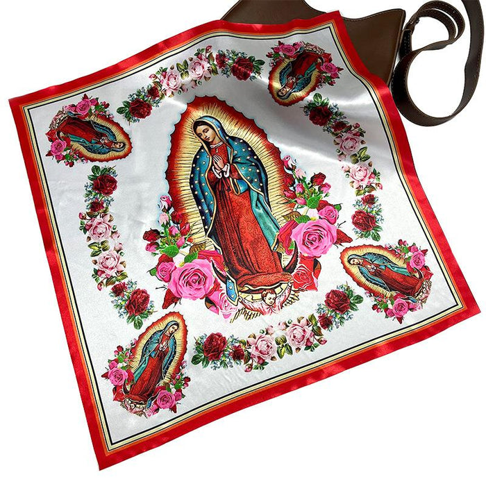 Virgin Mary Printed Square Scarf Flower Holy 52cm Scarf Personalized Scarf