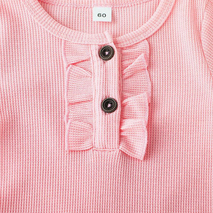 Casual Baby Girl Solid Color Short Sleeve Jumpsuit