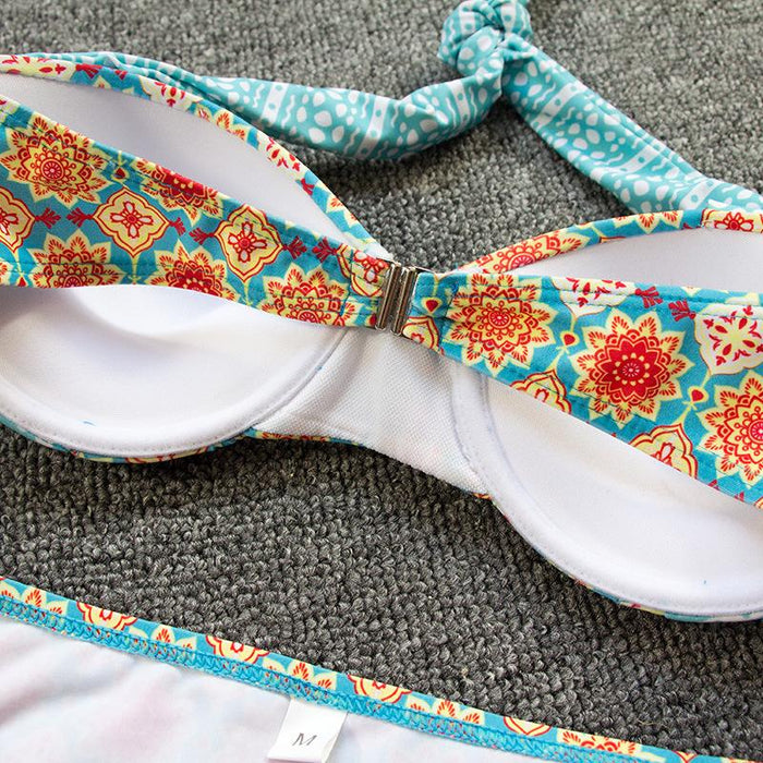 Sun's New Small Fresh Printed Split Bikini Swimsuit