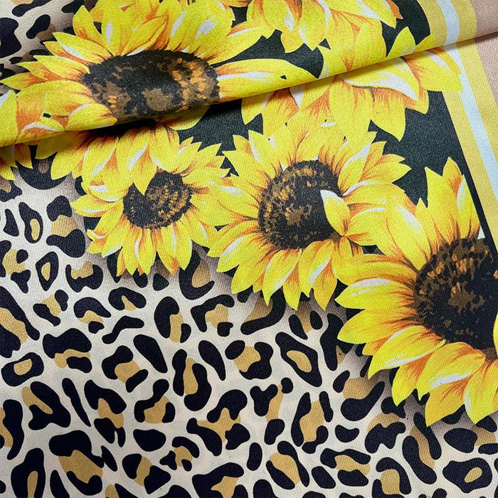 Fashion Leopard Sunflower Scarf Simulation Silky Print Scarf