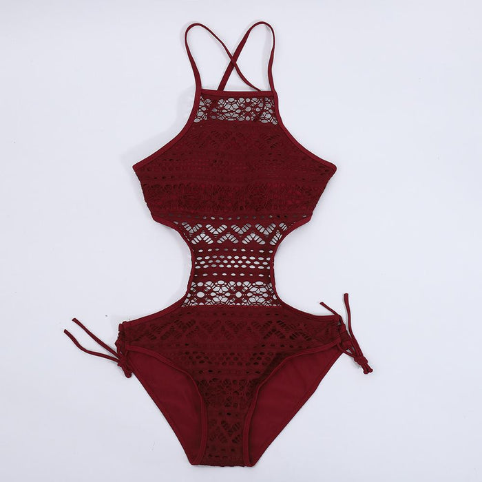 Sexy Lace Cut-out One-piece Bikini Swimsuit