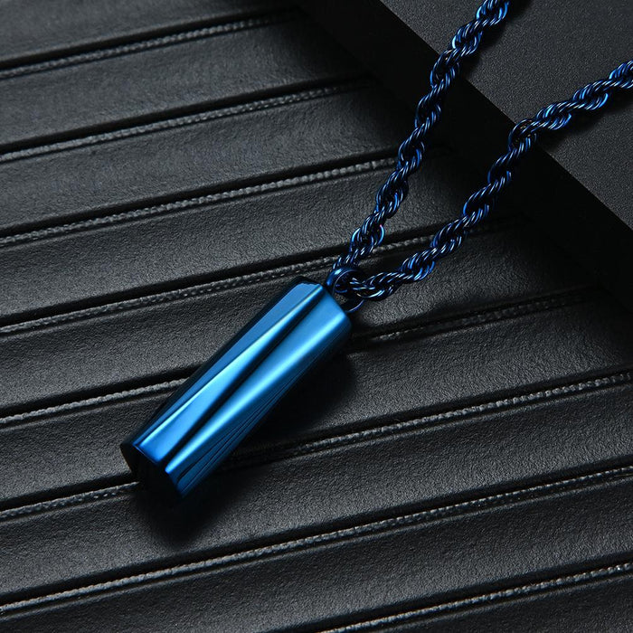 Men's Simple Stainless Steel Cylindrical Pendant Necklace