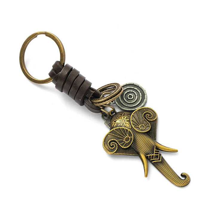 Vintage punk style leather metal Keychains creative small gift hand woven car Keychains pendant