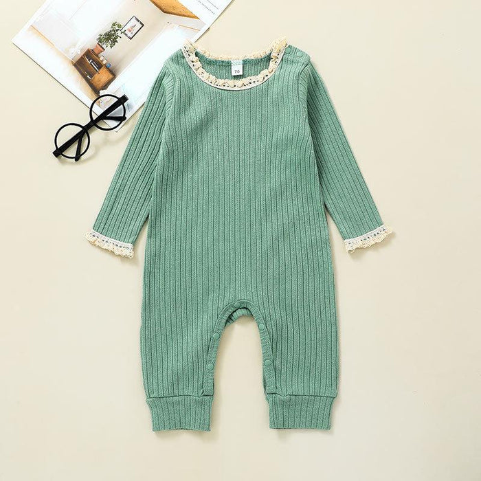 Baby Solid Long Sleeved Khaki Jumpsuit