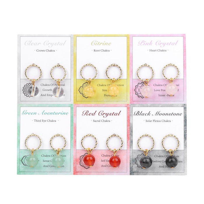 6 Pairs Pack 8MM Beads Natural Stone Earrings Set