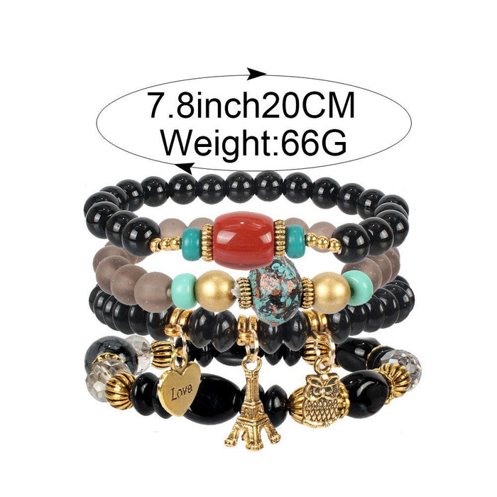 New Owl Letter Heart Pendant Women's Multilayer Bracelet