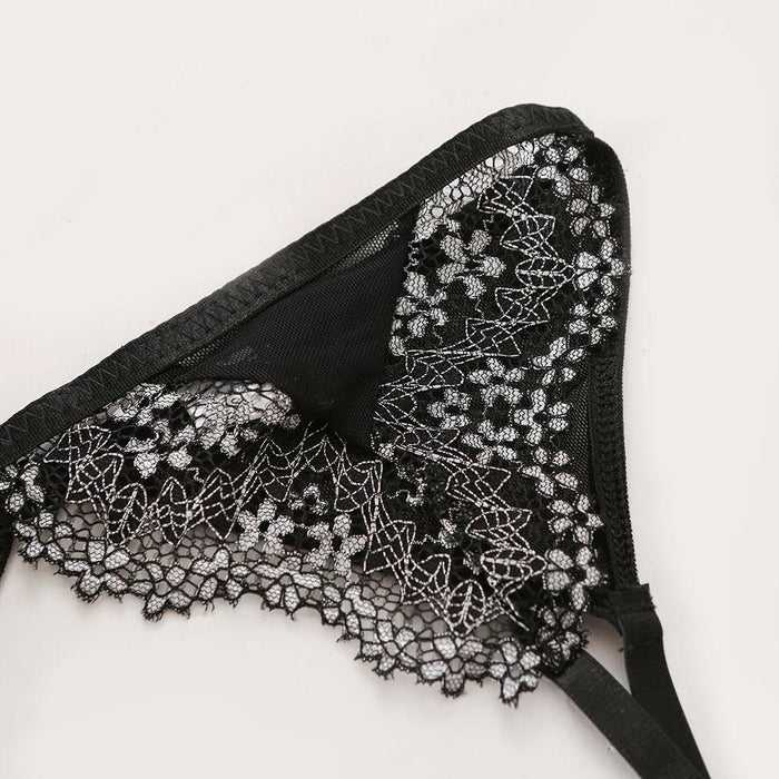 Fashion Lace Stitching Underwear Sexy Garter Lingerie Set