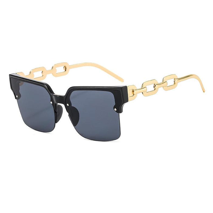 Half frame chain metal sunglasses