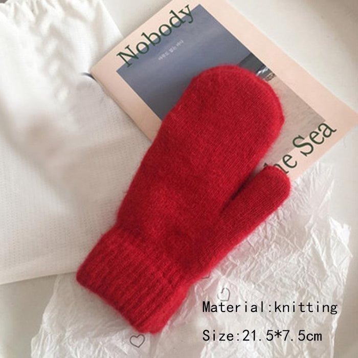 Female Elastic Full Fingers Gloves Cute Rabbit
