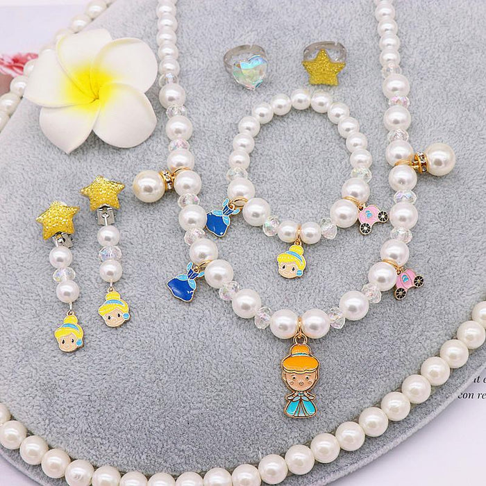 Children's imitation pearl Snow Princess Necklace Bracelet Set