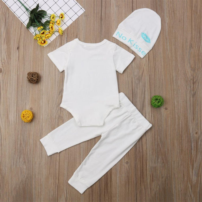 Letter cotton short sleeve hat three piece set