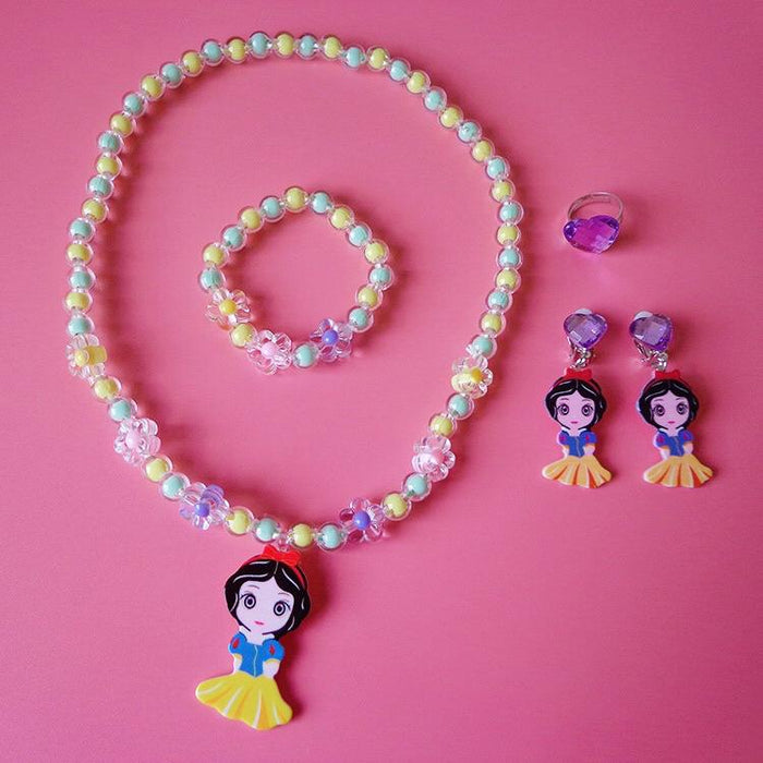 Children's Jewelry Cartoon Princess Sweater Chain Necklace Bracelet Set