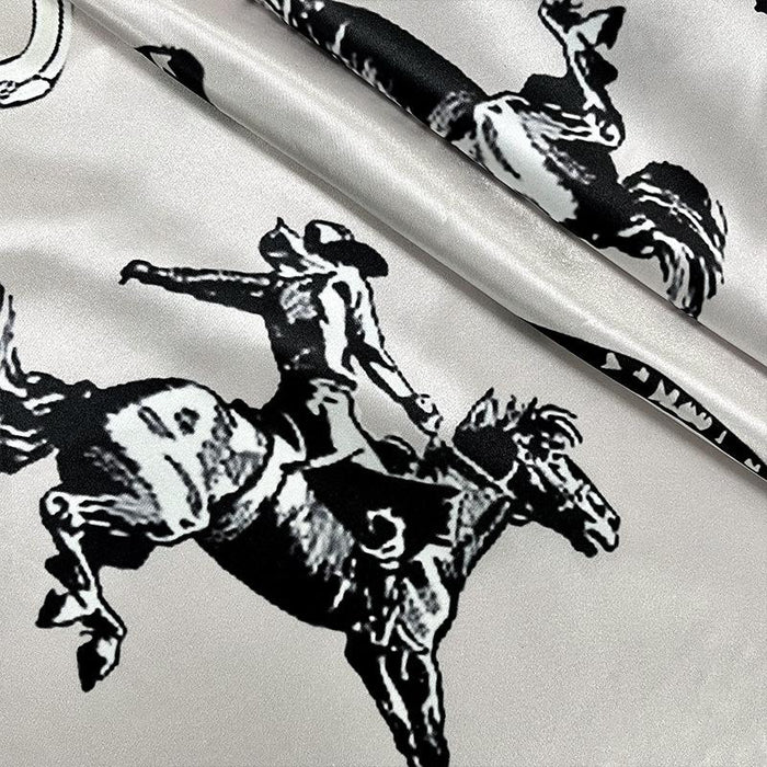 90cm COWBOY RIDING Silver Gray Paisley Print Large Square Scarf Sunscreen Scarf