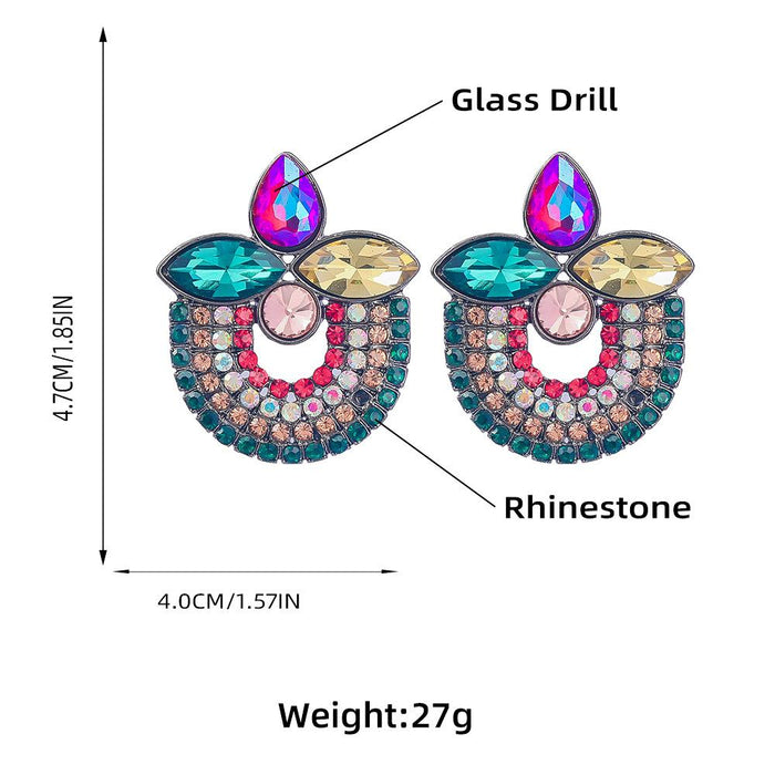 Women's Colorful Rhinestone Retro Multi-layer Earrings