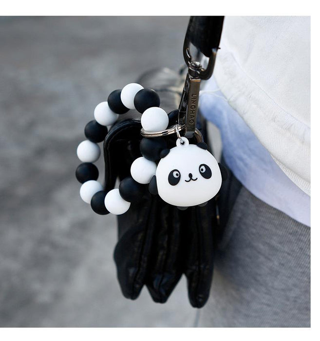 Handmade Panda Silicone Beaded Wrist Keychain