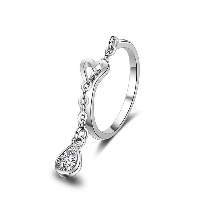 New Fashion Zircon Water Drop Opening Ring