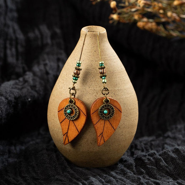 Bohemian Beaded Vintage Wooden Earrings