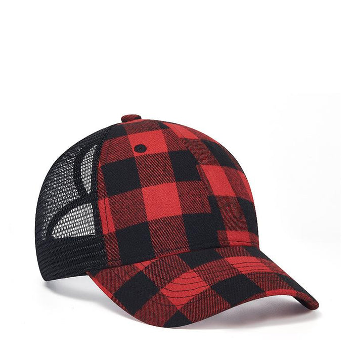 New Baseball Cap Personality All-match Black and Red Plaid Sun Hat