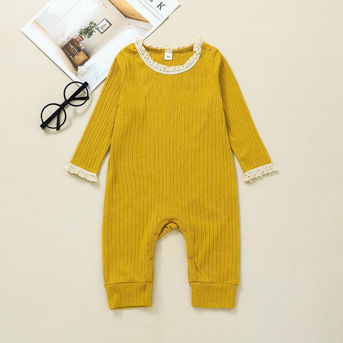 Baby Solid Long Sleeved Khaki Jumpsuit