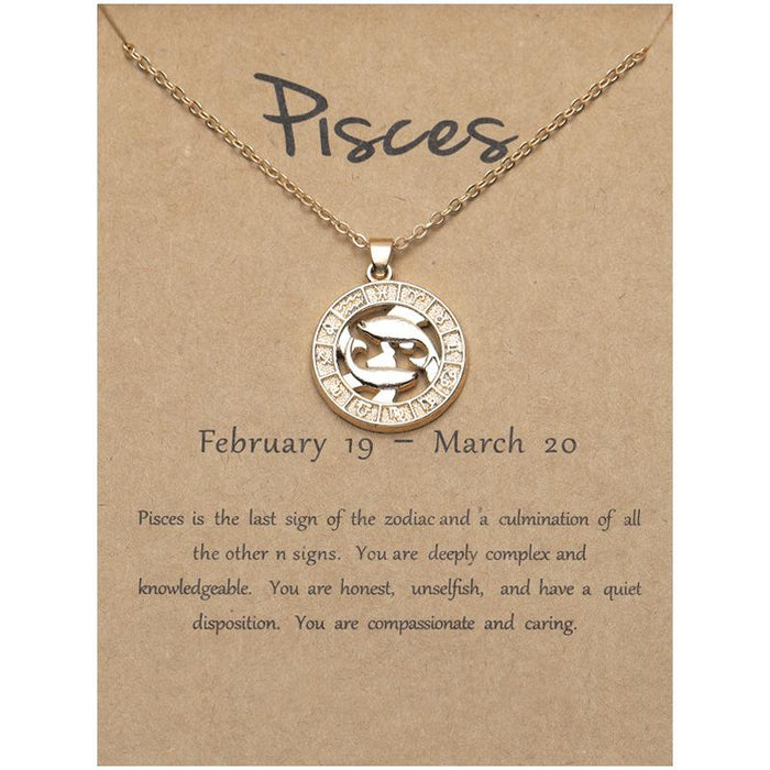 Zodiac 3D Image Pendant Card Clavicle Chain