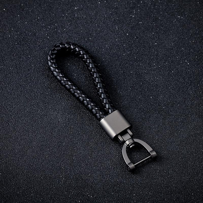 Creative Woven Leather Rope Metal Key Chain