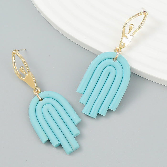 Simple Fashionable Palm Shaped Resin Striped Earrings