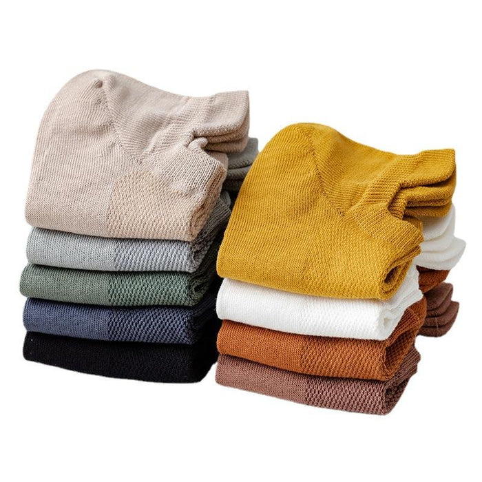 Spring/Summer Solid Color Cotton Socks Breathable Low Boat Socks