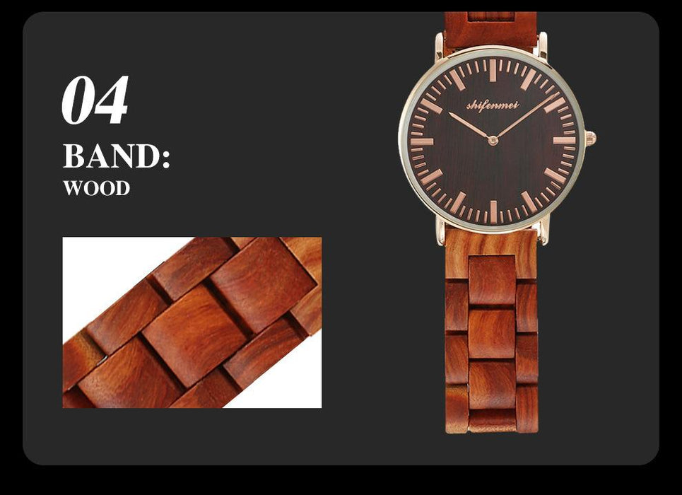 2022 New Men's Wooden Watch Ultra Thin Classic Sandalwood Watch Alloy Watch