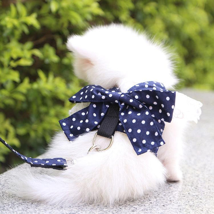 Cute Bow-knot Small Dog Harness Vest Leash Suit Pet Accessories