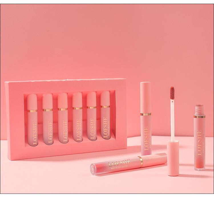 6-colour non stick cup matte lip enamel lipstick