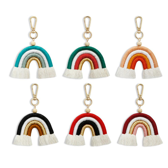 Hand Woven Fashion Tassel Rainbow Key Chain Pendant