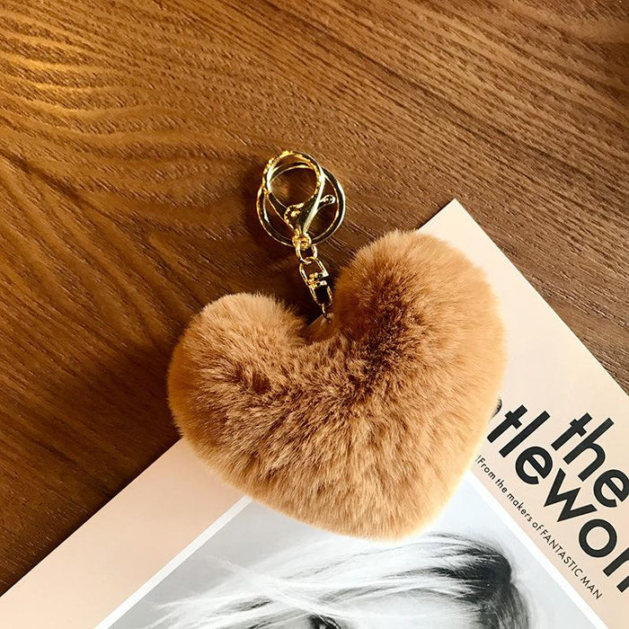 Love Wool Ball Metal Key Chain Car Pendant Women's Bag Pendant