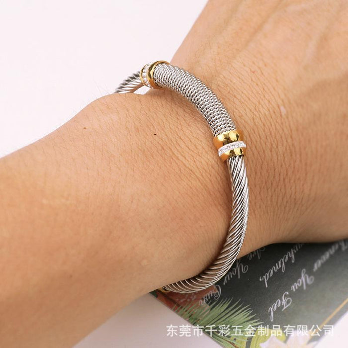 Fashion Woven Titanium Steel Bracelet Elastic C-shaped Bracelet Bangle