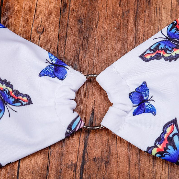 Sexy butterfly print split Bikini Swimsuit