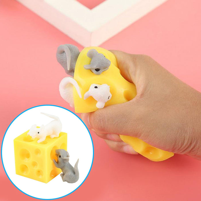 Fun Mouse and Cheese Block Squeeze Stress Toy