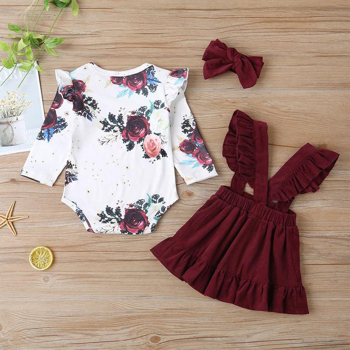 Baby Girl Skirt Set printed fashion suspender skirt two piece set